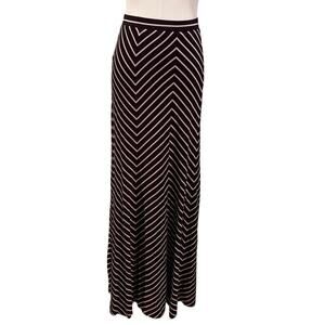 Ann Taylor Black  Beige Chevron Stripe Maxi Skirt Medium Fall Office Chic New